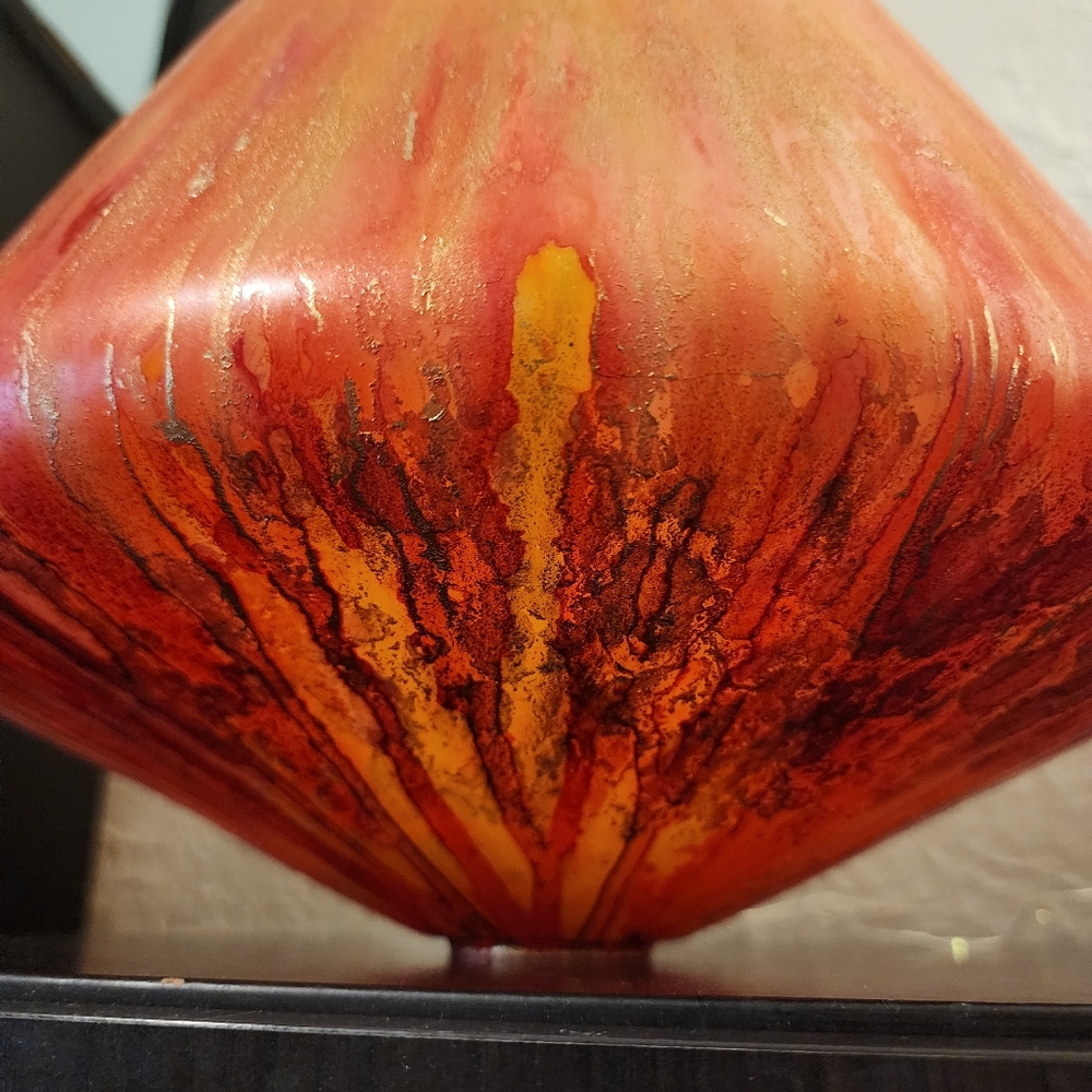 HANDCRAFTED Abstract Upcycled Glass Artwork HANDPAINTED Tabletop Art Decor - Picture 10 of 17